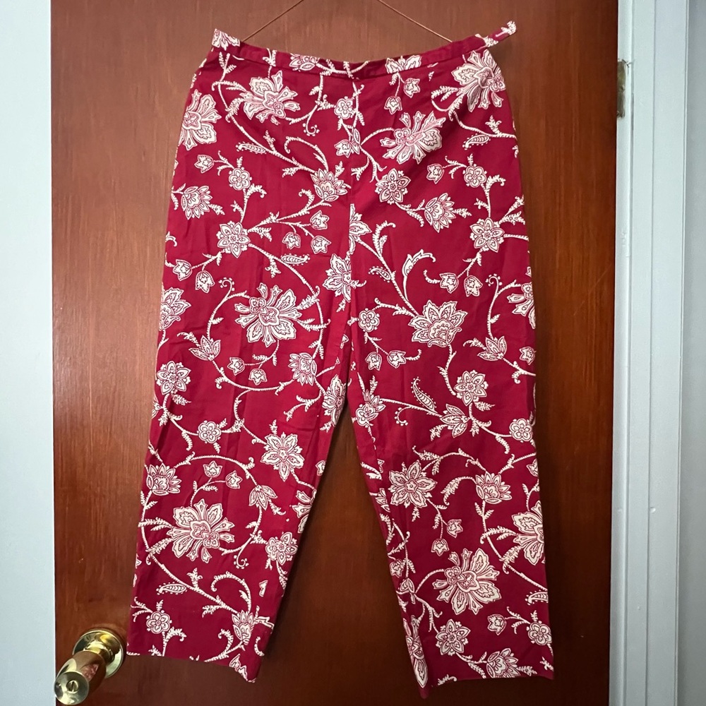 Marsh Landing Print Crop Pants Red White Print Petites 8